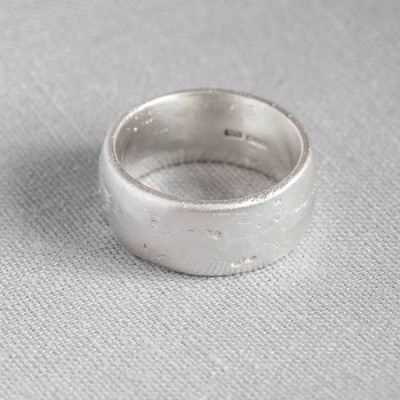 18CT White Gold Domed Sand Cast Wedding Ring