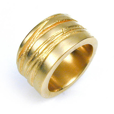 Wide Texture Bound Ring - 18CT Gold
