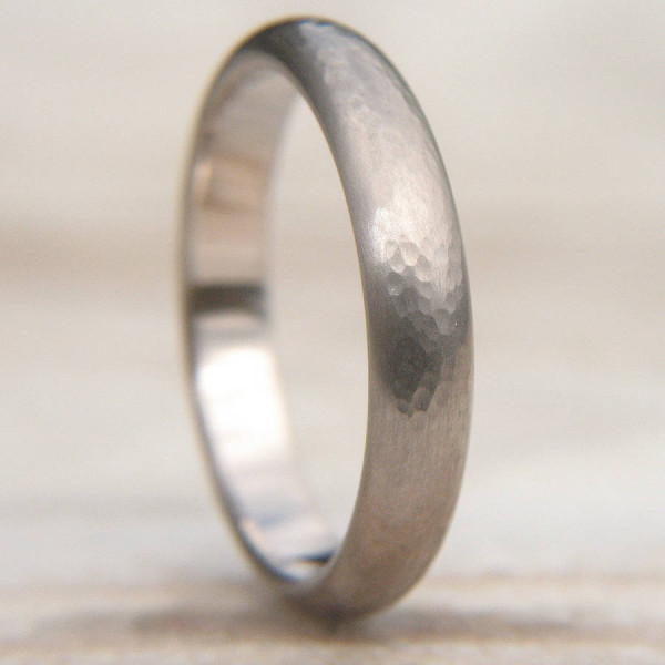 Hammered Wedding Ring In 18CT White Gold