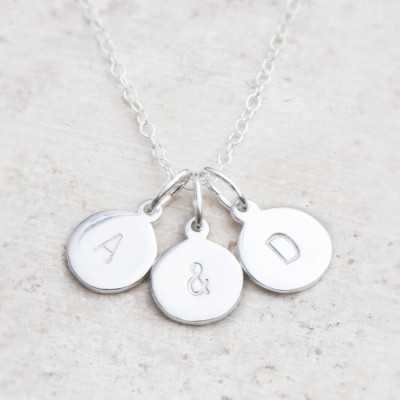 Solid Gold Hand Stamped Charm Name Necklace