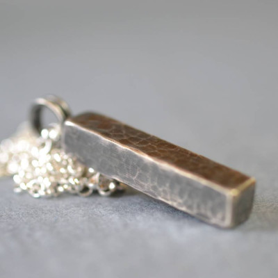 Solid Gold Handmade Blacksmiths Hammered Block Name Necklace