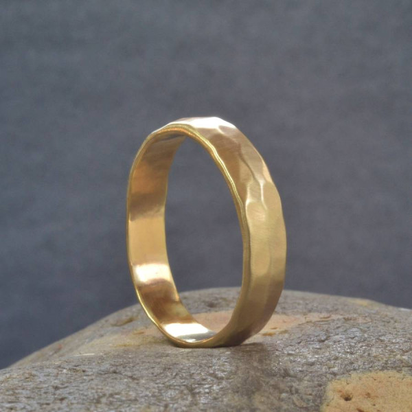 18CT Gold Handmade Hammered Wedding Ring