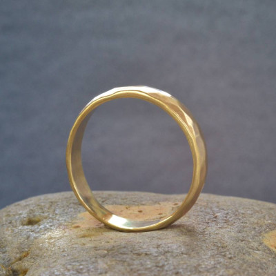 18CT Gold Handmade Hammered Wedding Ring