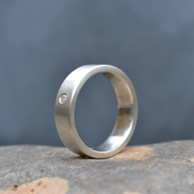 18CT White Gold Handmade Mens Engagement Ring