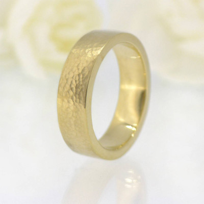 His And Hers Hammered Wedding Ring 18CT Gold Set