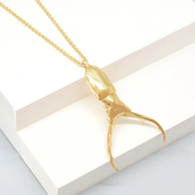 Solid Gold Stag Beetle Pendant
