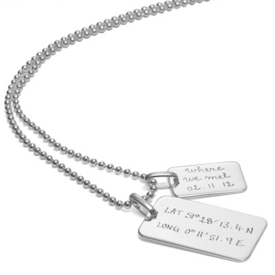 Solid Gold Mens Dog Tag Chain Necklace