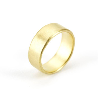 Mens Wide Brushed Pillow Wedding Ring 18CT Gold