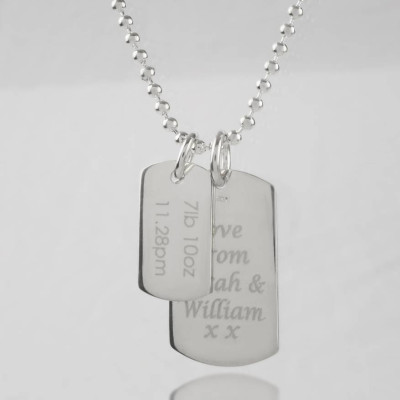 Solid Gold Mens Birth Day Celebration Dog Tags Necklace