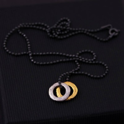 Solid Gold Mens Mixed Metal Eternity Necklace