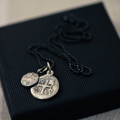 Solid Gold Mens Pieces Of Eight Pirate Necklace
