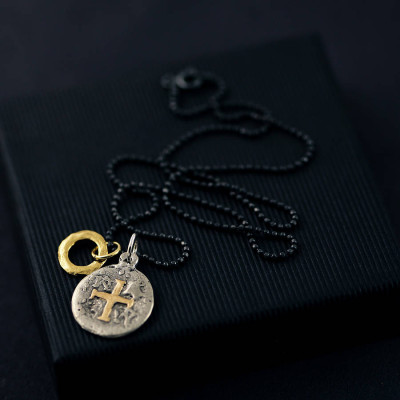 Solid Gold Mens Pieces Of Eight Pirate Necklace