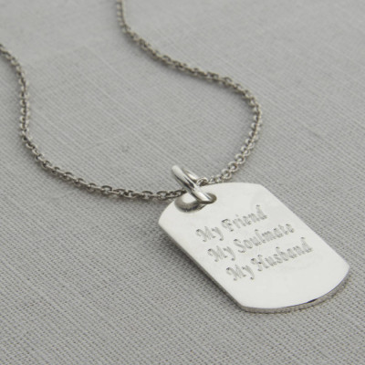 Personalised Polished 18CT Gold Dog Tag Necklace