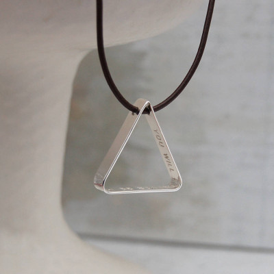 Solid Gold Mens Secret Message Triangle Name Necklace