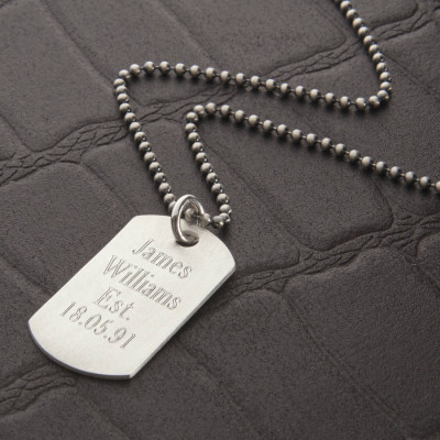 Personalised Brushed 18CT Gold Dog Tag Necklace