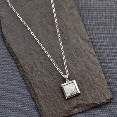 Solid Gold Meteorite AndSquare Name Necklace