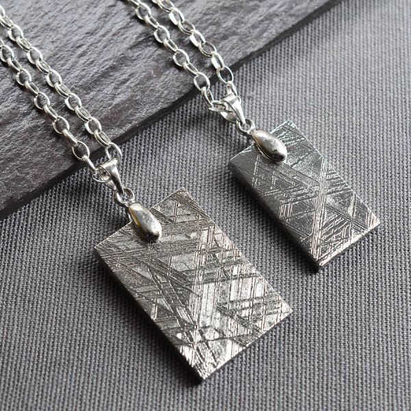 Solid Gold Meteorite And Tag Name Necklace