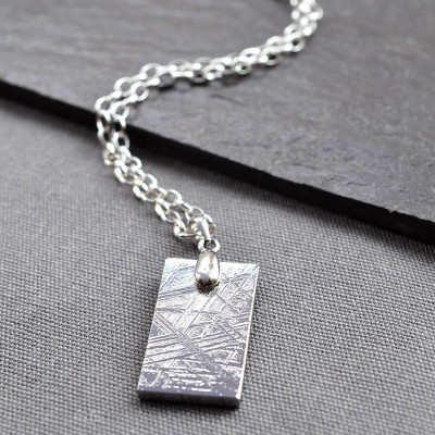 Solid Gold Meteorite And Tag Name Necklace