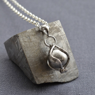 Solid Gold Meteorite Spinning Orb Necklace