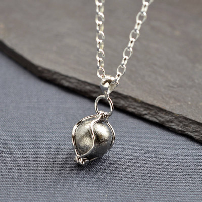 Solid Gold Meteorite Spinning Orb Necklace