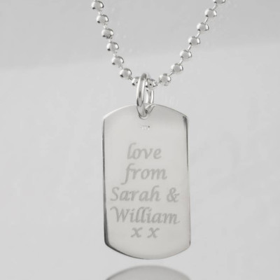 Solid White Gold Coordinates Dog Tag Necklace