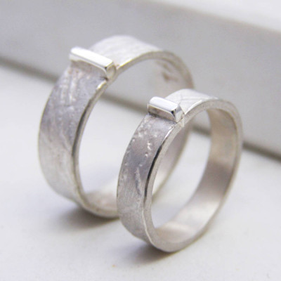 Contemporary His And Hers Solid Gold Rings