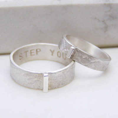 Contemporary His And Hers Solid Gold Rings