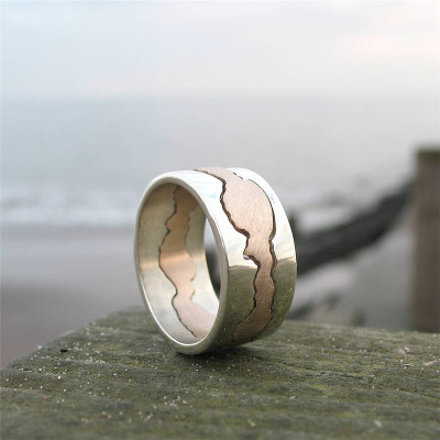 Double Coastline Solid Gold Ring
