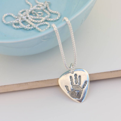 Solid Gold Mens Hand Or Footprint Necklace
