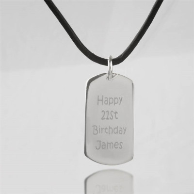 Solid Gold Message Dog Tag Necklace