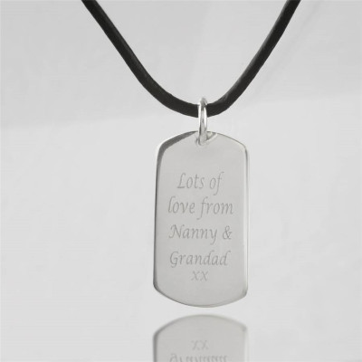 Solid Gold Message Dog Tag Necklace