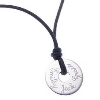 Personalised Mens 18CT White Gold Open Disc Necklace
