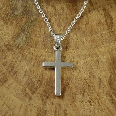 Solid White Gold Cross Name Necklace