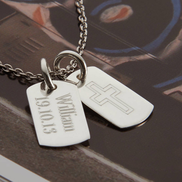 Personalised 18CT White Gold Double Dog Tag Necklace