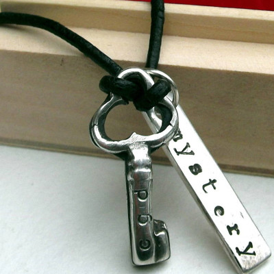 Solid Gold Key Name Necklace