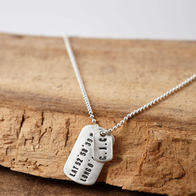 Solid Gold Location Dog Tag Name Necklace
