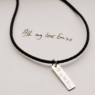 Solid Gold Your Handwriting Leather Necklace