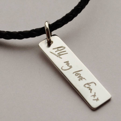 Solid Gold Your Handwriting Leather Necklace