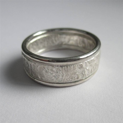 Rocky Outcrop Solid White Gold Ring With Polished Edges