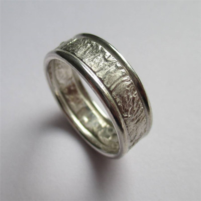 Rocky Outcrop Solid White Gold Ring With Polished Edges