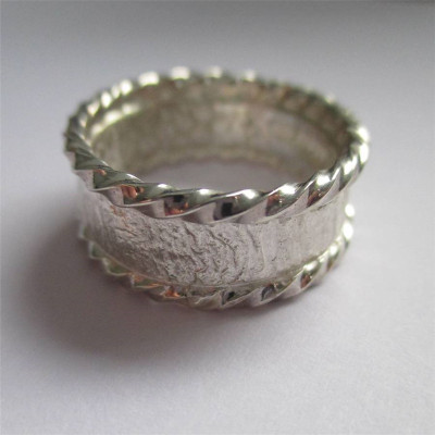 Rocky Outcrop Twist Solid White Gold Ring