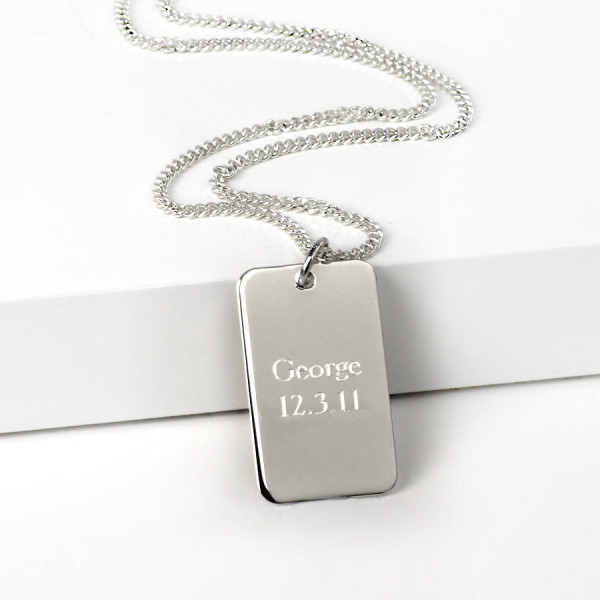 Solid Gold Dog Tag Name Necklace