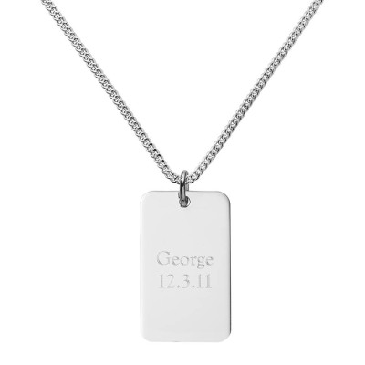 Solid Gold Dog Tag Name Necklace