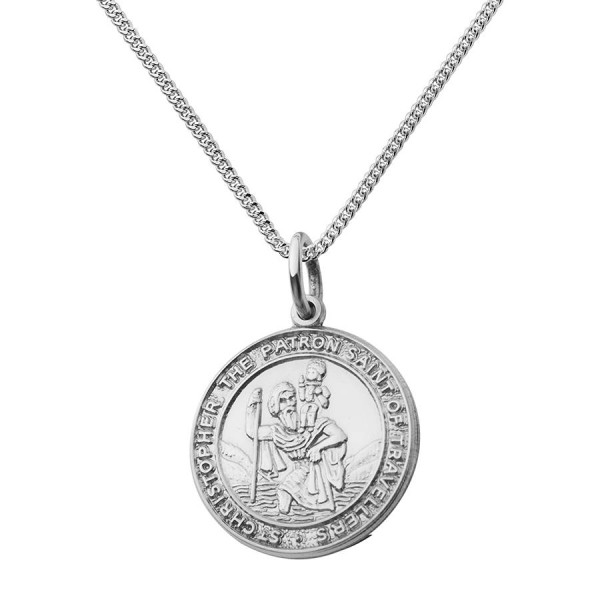 Solid Gold St Christopher Chunky Round Necklace