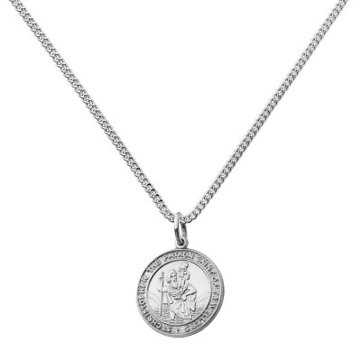 Solid Gold St Christopher Chunky Round Necklace