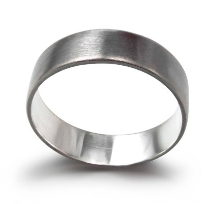 18CT Gold Oxidized Flat Wedding Band Ring