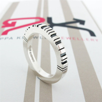 Thick Square Barcode Solid Gold Ring