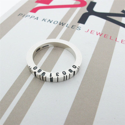 Thin SquareBarcode Solid Gold Ring