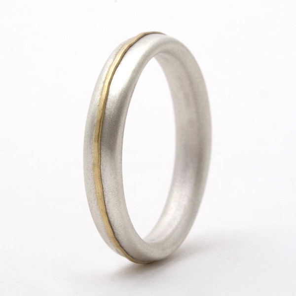 Thin 18CT Ring With 18CT Yellow Gold Detail