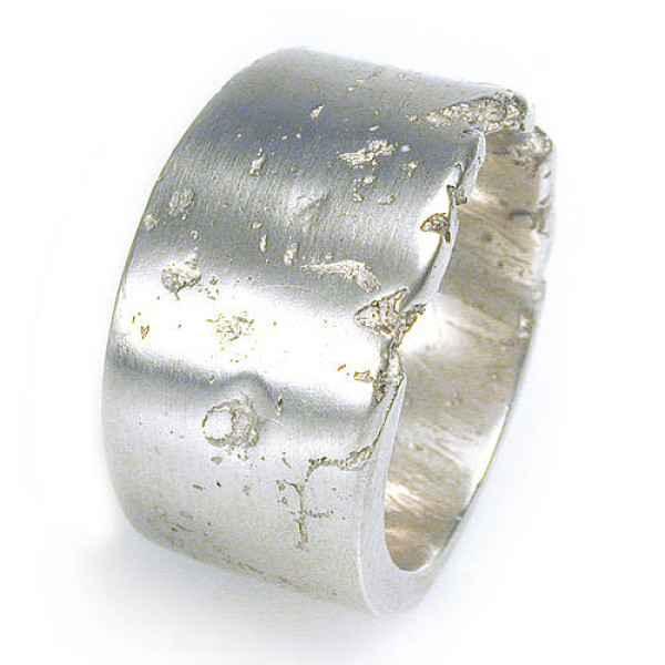Wide Concrete Solid Gold Ring